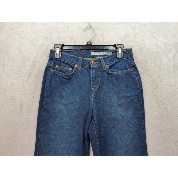 DKNY Bootcut Jeans Womens Petite 2 Dark Blue Denim Pockets Flat Front Mid Rise - Picture 3 of 8